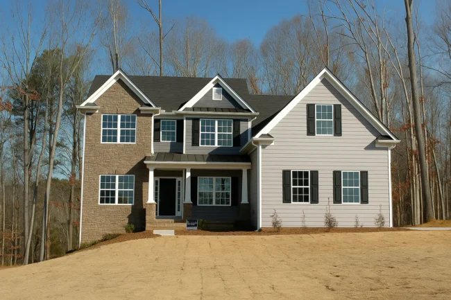 New suburban home with impact-resistant asphalt shingles and mixed exterior
